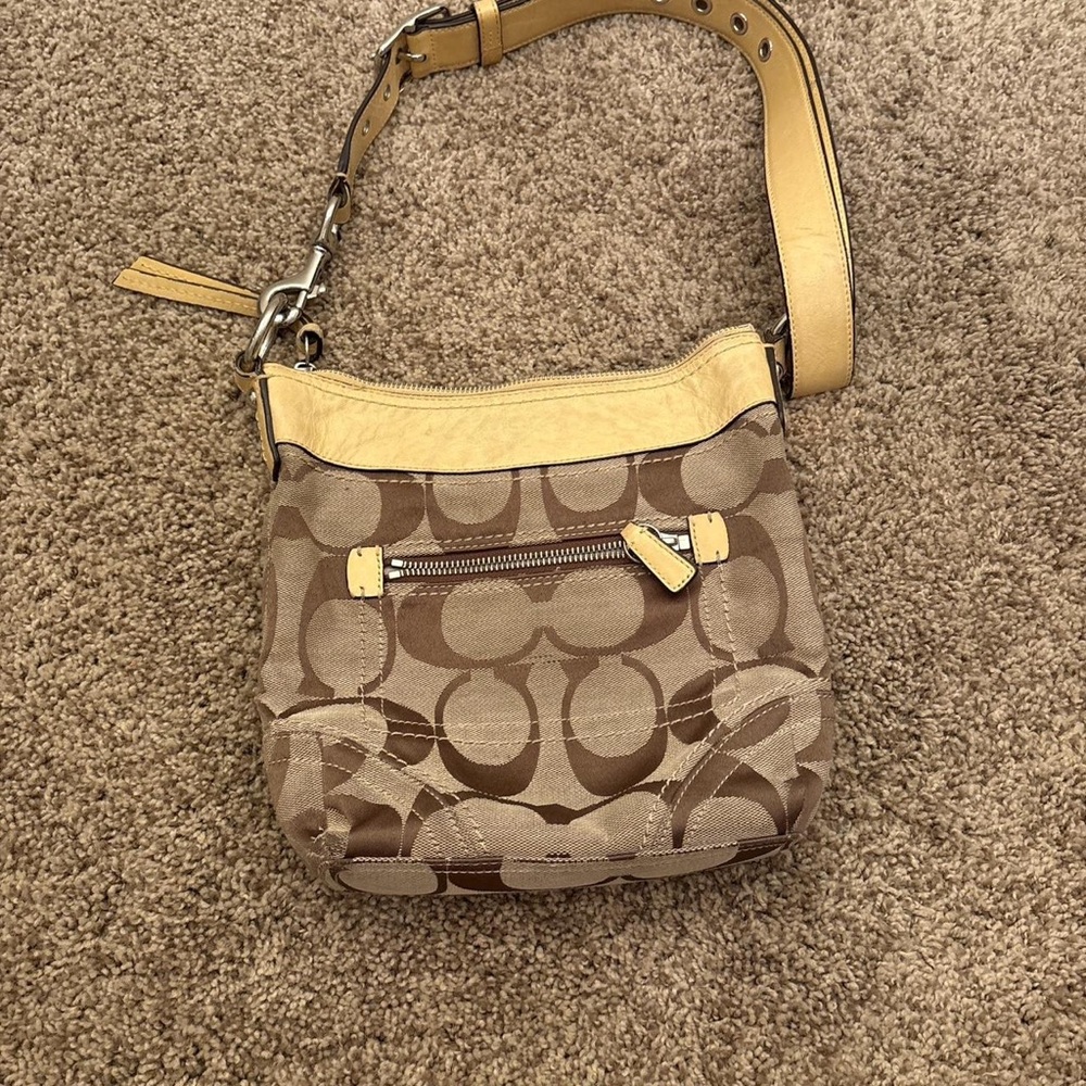 Coach Brown and Cream Shoulder Bag